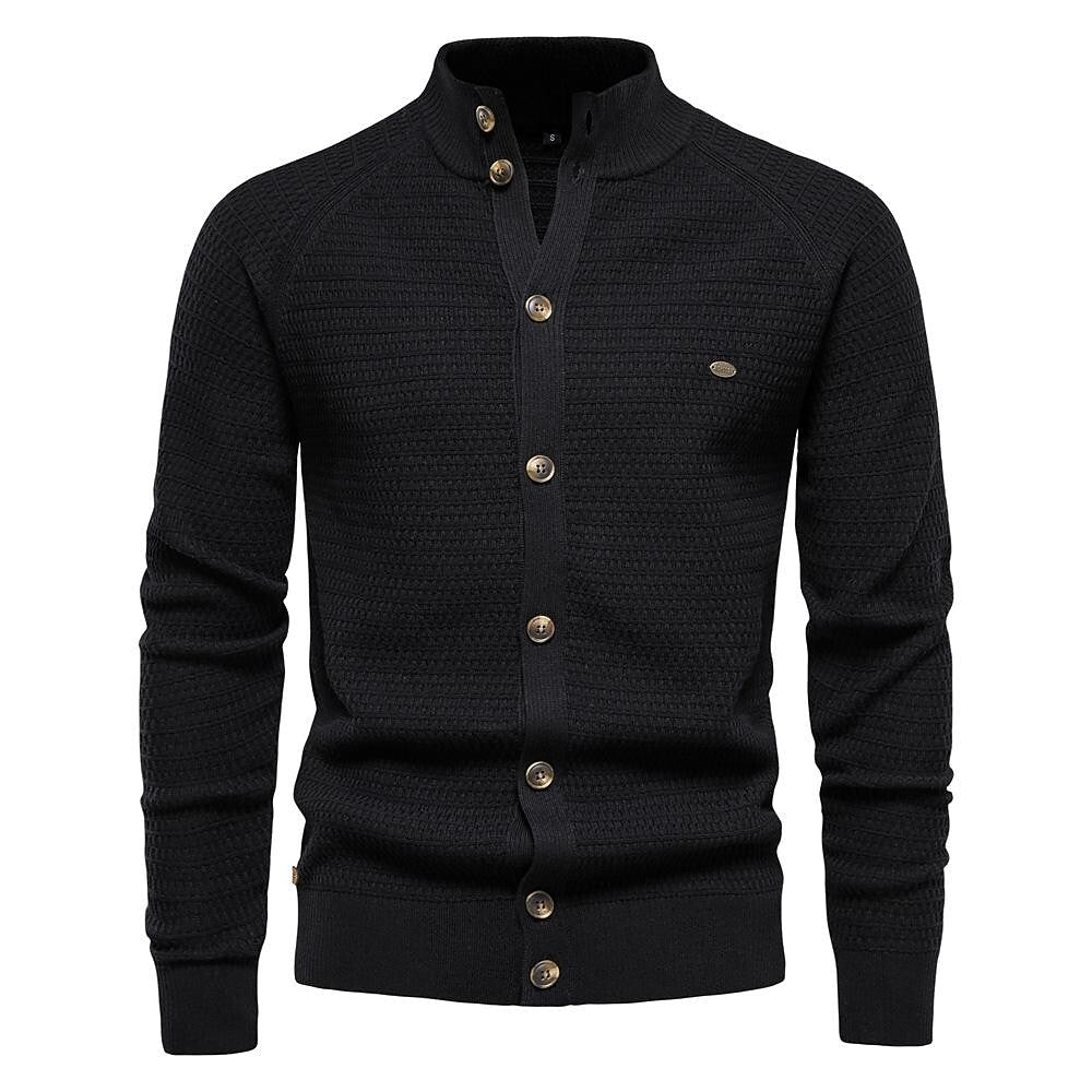 Strickjacke für Herren mit Strukturmuster und Stehkragen