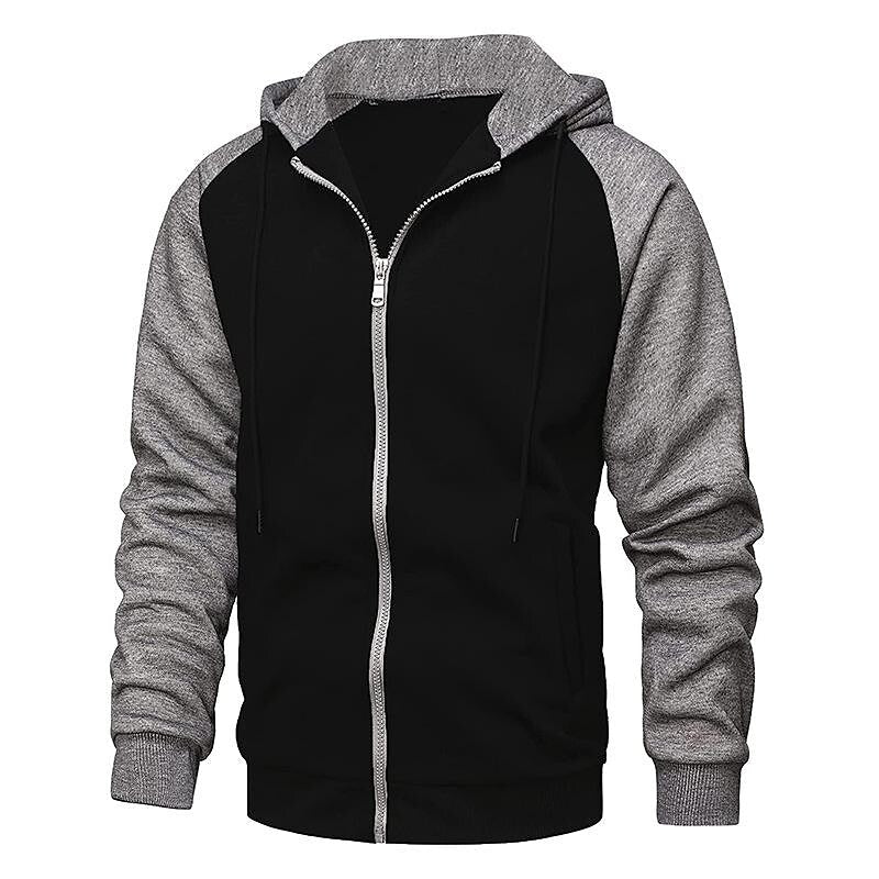 Herren Sweatjacke mit Reißverschluss, Kapuze und Kontrastfarben