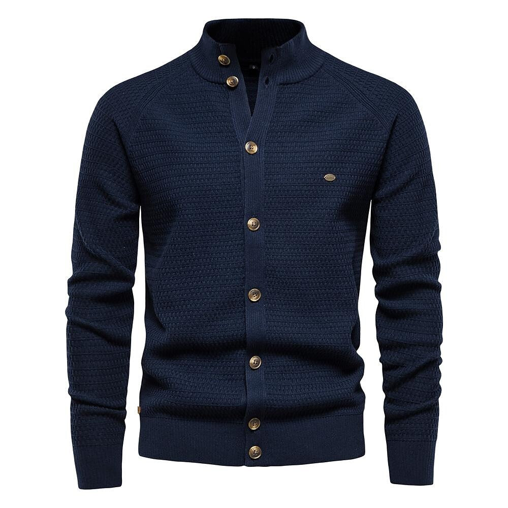 Strickjacke für Herren mit Strukturmuster und Stehkragen