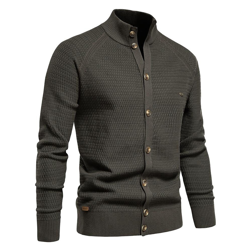 Strickjacke für Herren mit Strukturmuster und Stehkragen