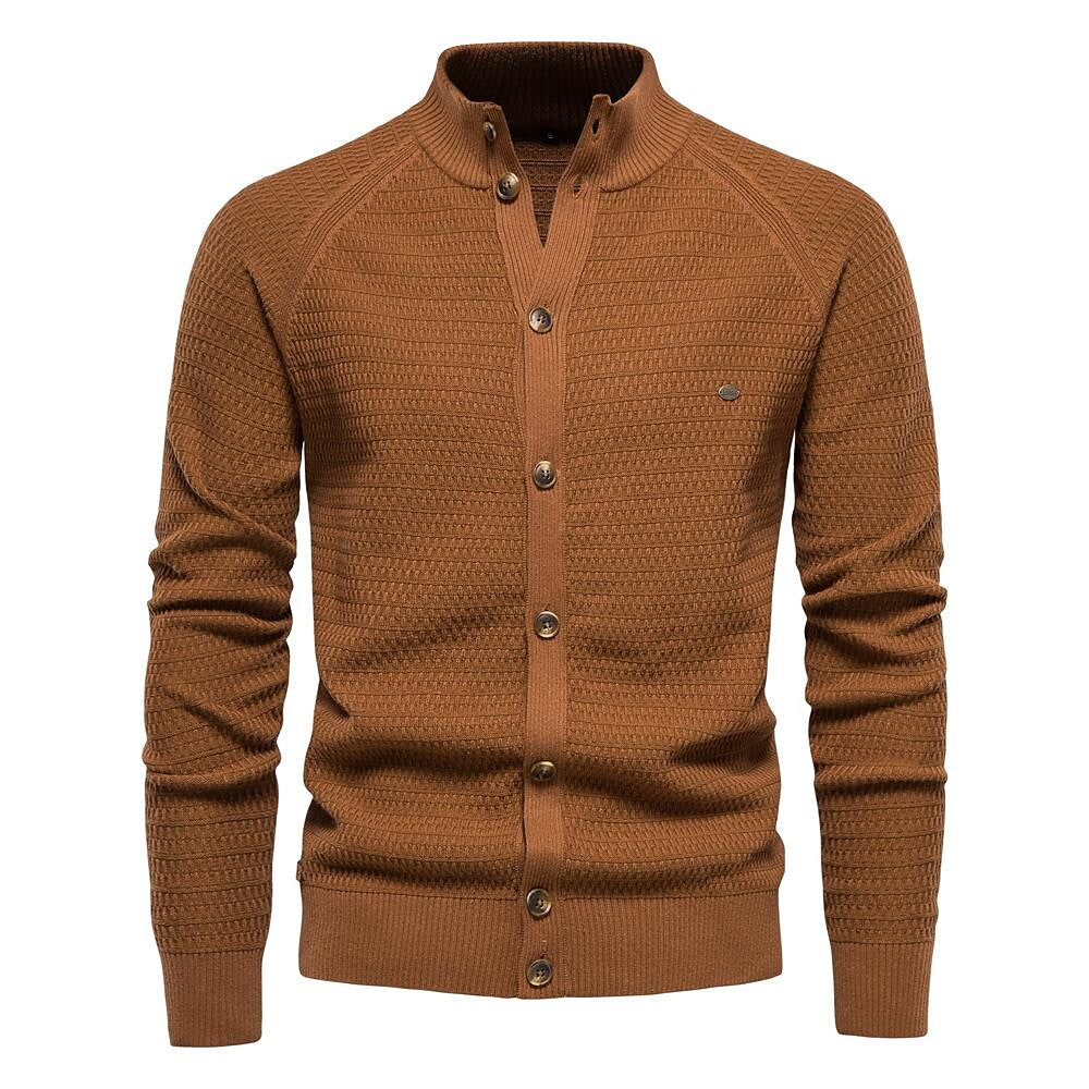 Strickjacke für Herren mit Strukturmuster und Stehkragen