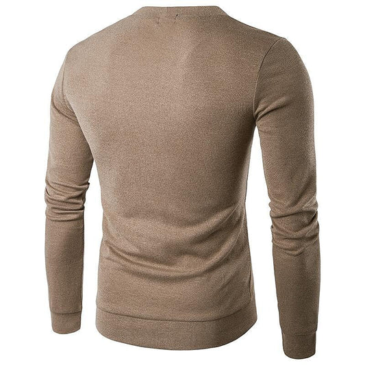 Men's Solid Color V-neck Knitted Cardigan