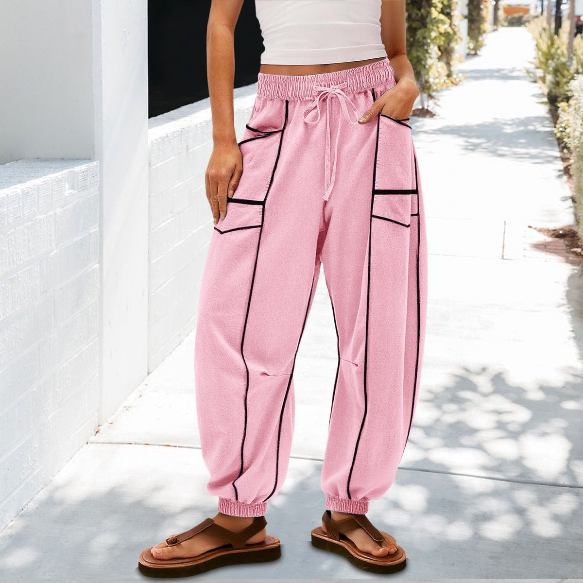 🔥Best-1 Sale Joggers 2025🔥Women Baggy Barrel Joggers Wide Leg Lounge Drawstring Sweatpants with Pockets