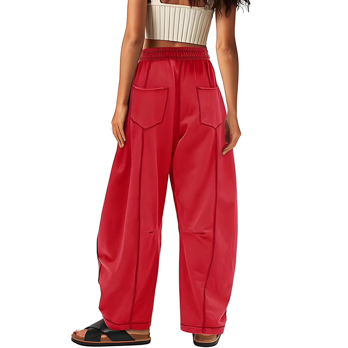 🔥Letzter Tag 69% RABATT🔥Damen Baggy Barrel Pants Weite Bein Lounge Jogginghose mit Kordelzug und Taschen