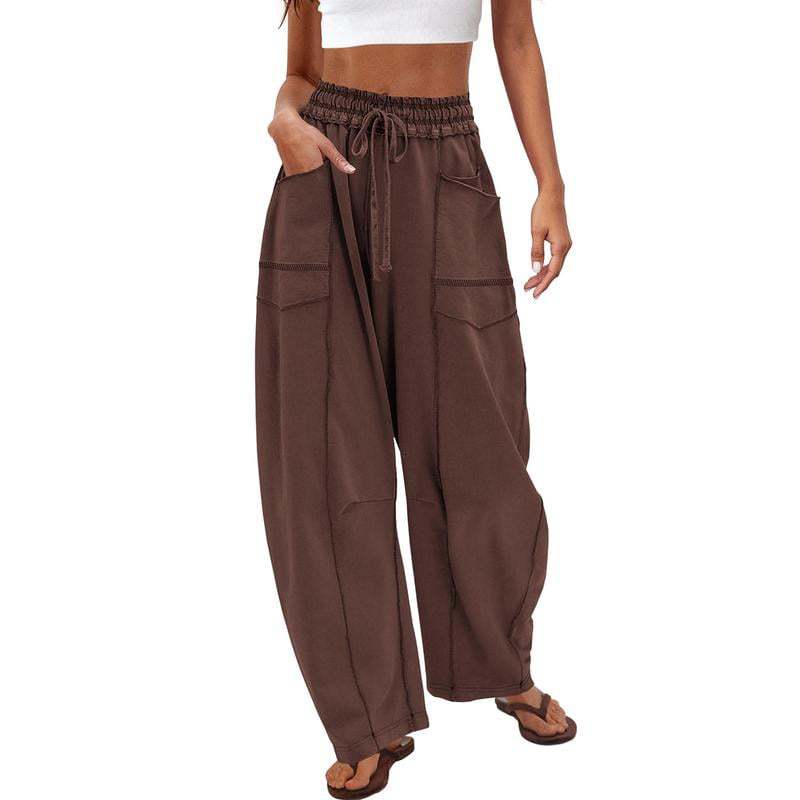 🔥Letzter Tag 69% RABATT🔥Damen Baggy Barrel Pants Weite Bein Lounge Jogginghose mit Kordelzug und Taschen