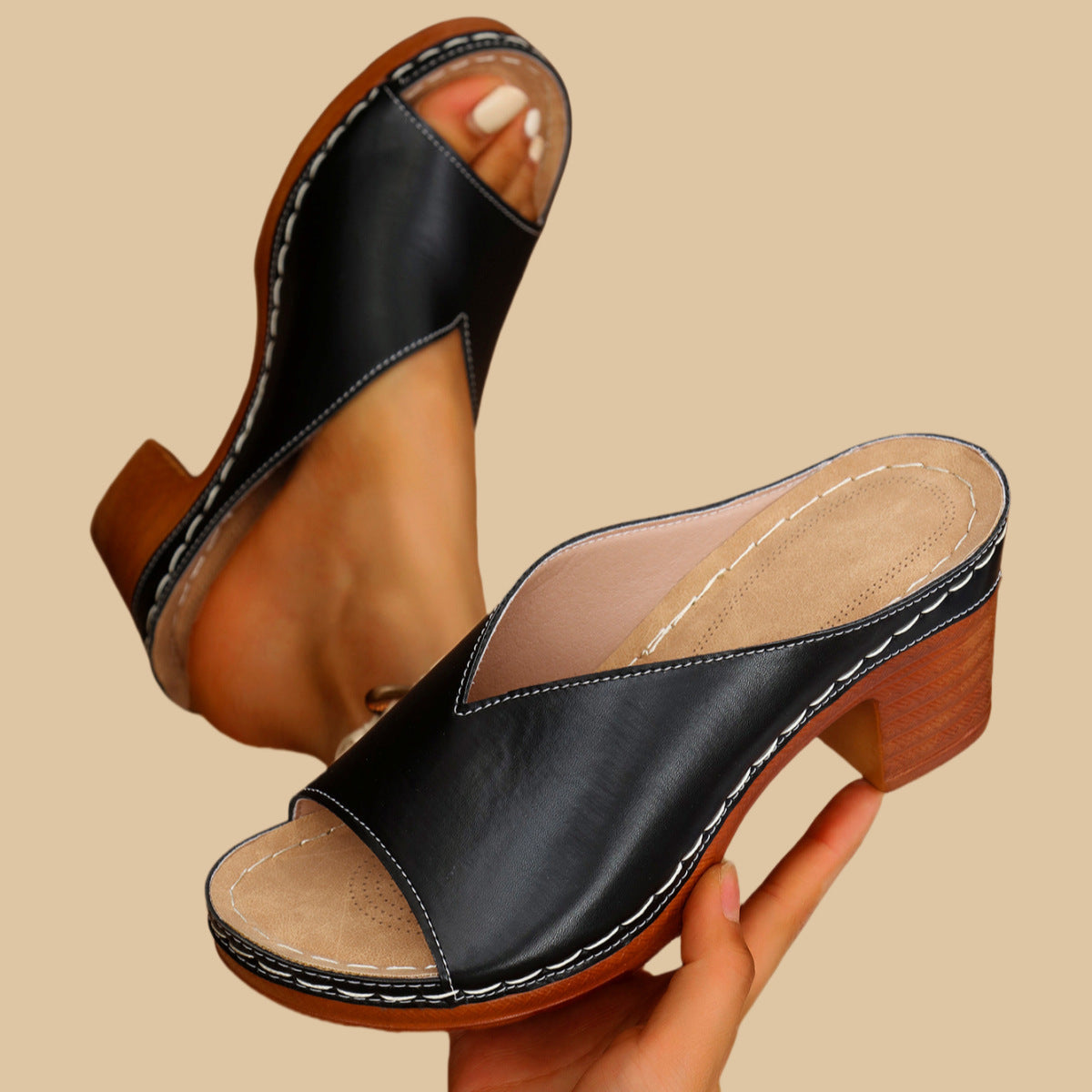 NEW ARRIVAL 70% OFF - Orthopedic Chunky High Heel Sandals