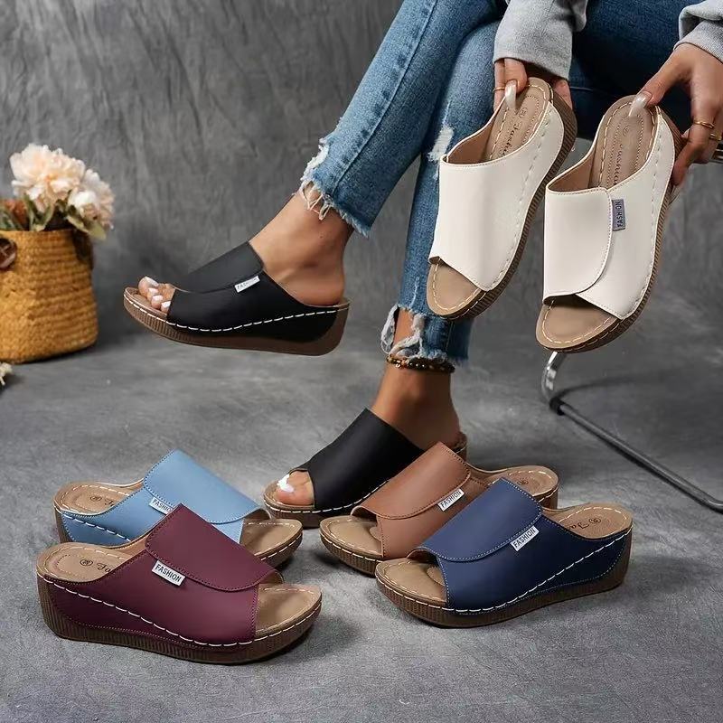 Bequeme Pantoletten mit Fußgewölbestütze – Schlichte, atmungsaktive Sandalen für Damen