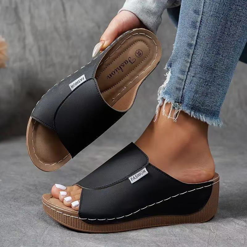 Bequeme Pantoletten mit Fußgewölbestütze – Schlichte, atmungsaktive Sandalen für Damen