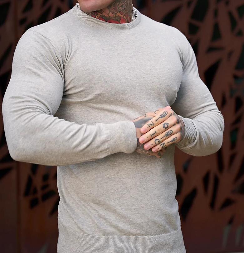 Men's Knit Solid Color Crew Neck Basic Casual Pullover Sweater