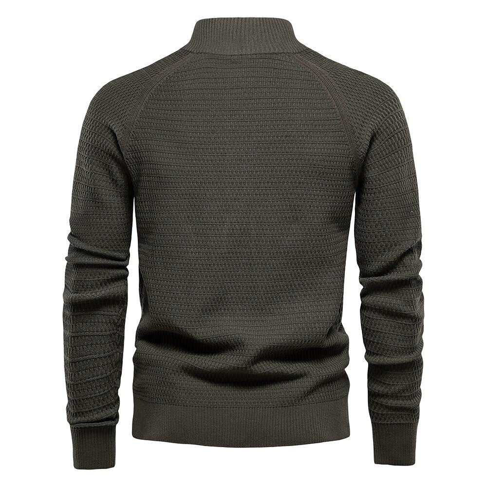 Strickjacke für Herren mit Strukturmuster und Stehkragen