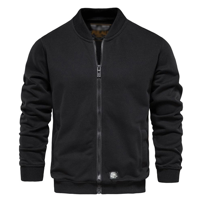 Herren Reißverschluss-Sweatshirtjacke aus French Terry mit Baseballkragen, unifarben