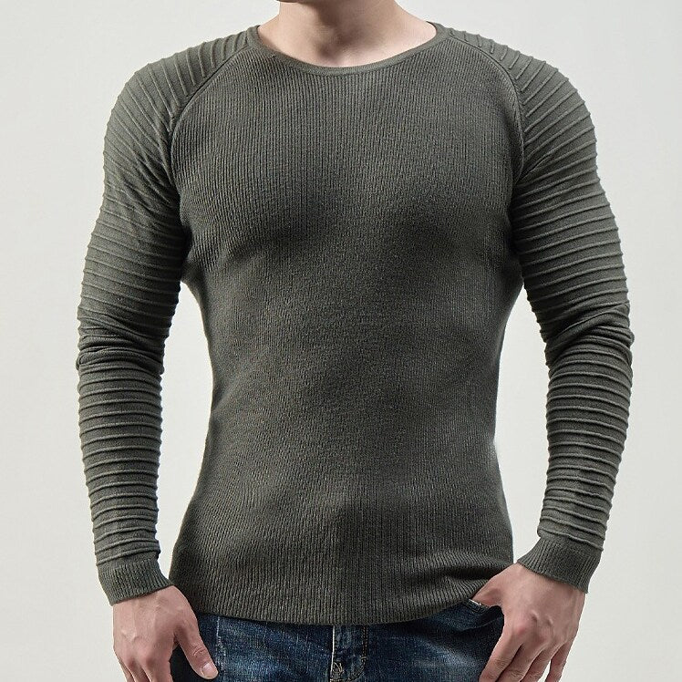 Herren Mode Lässiger Rundhals-Pullover mit Raglanärmeln
