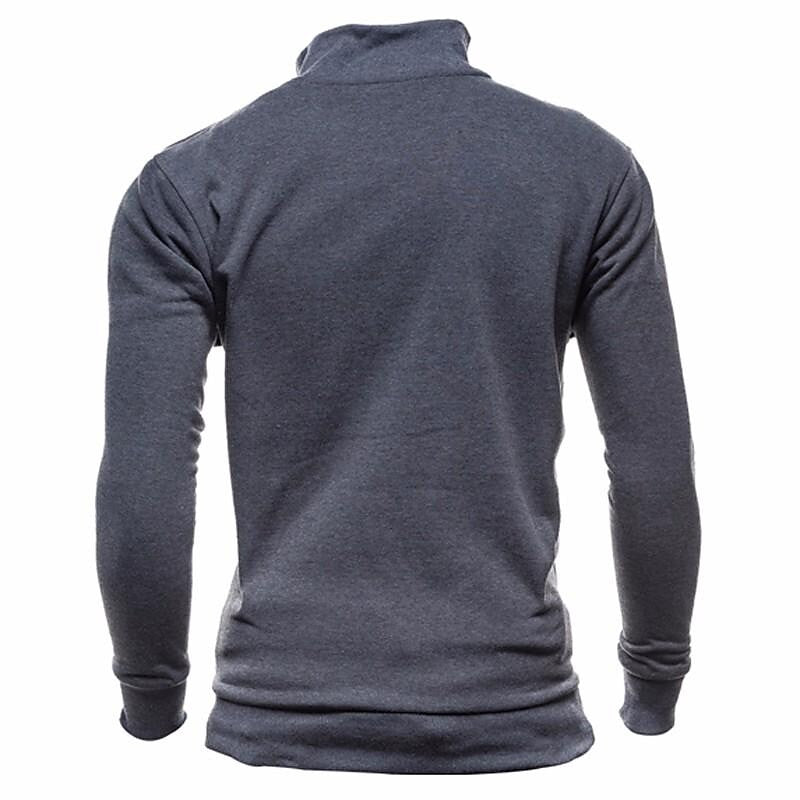 Herren-Strickjacke mit Reißverschluss und Stehkragen in Unifarbe