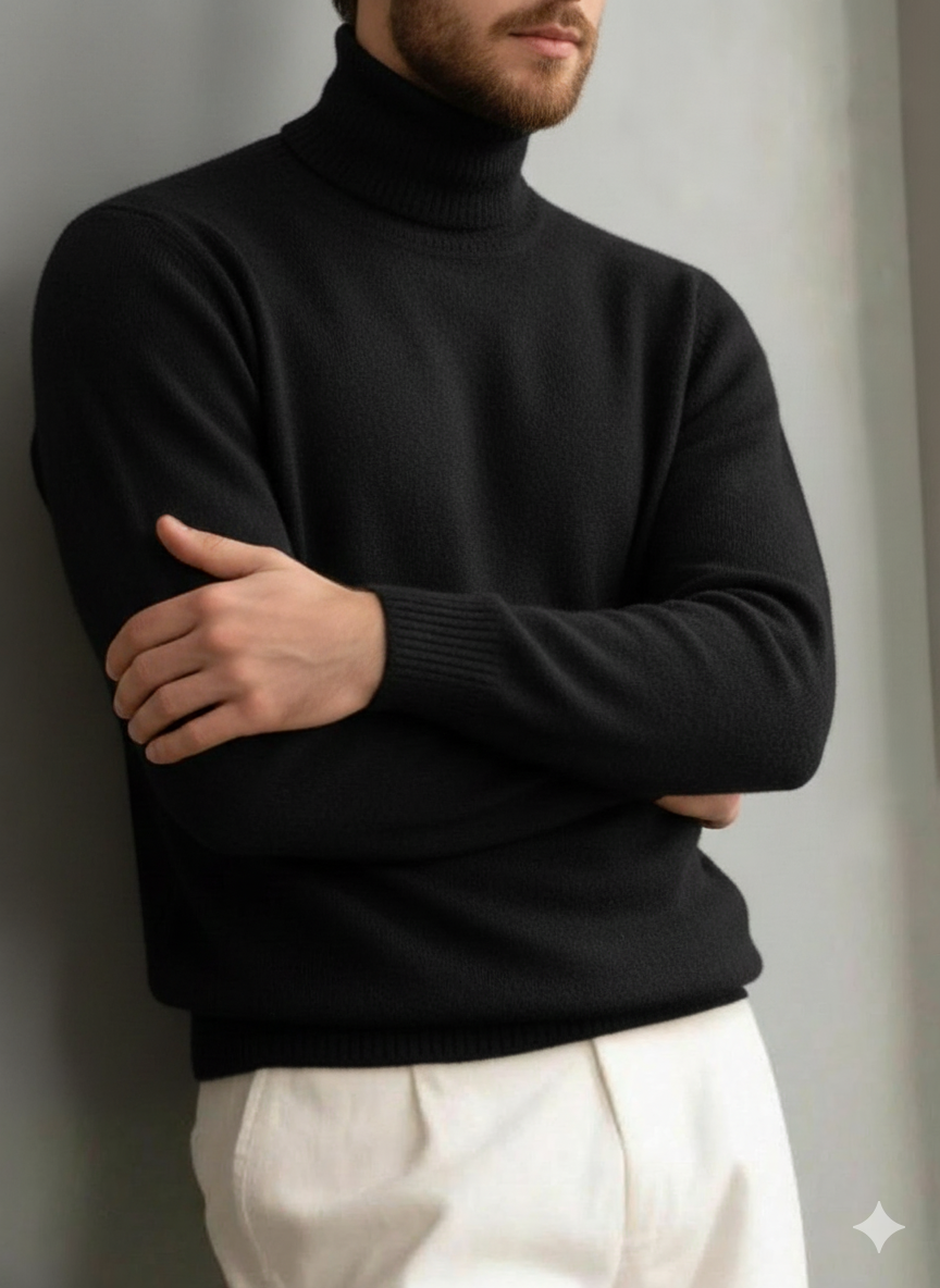 Bequemer strukturierter Rollkragenpullover aus Kaschmir für Herren