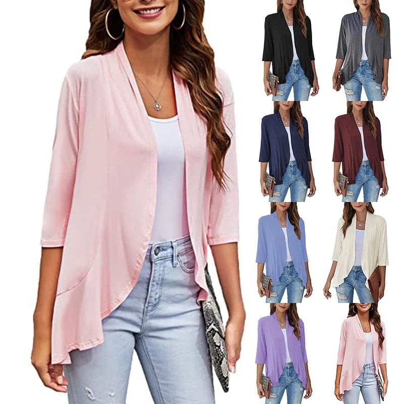 ✨Top-3 Sale Cardigan 2025✨|Damen Herbst/Winter Leichte offene lässige Rüschen-Strickjacke