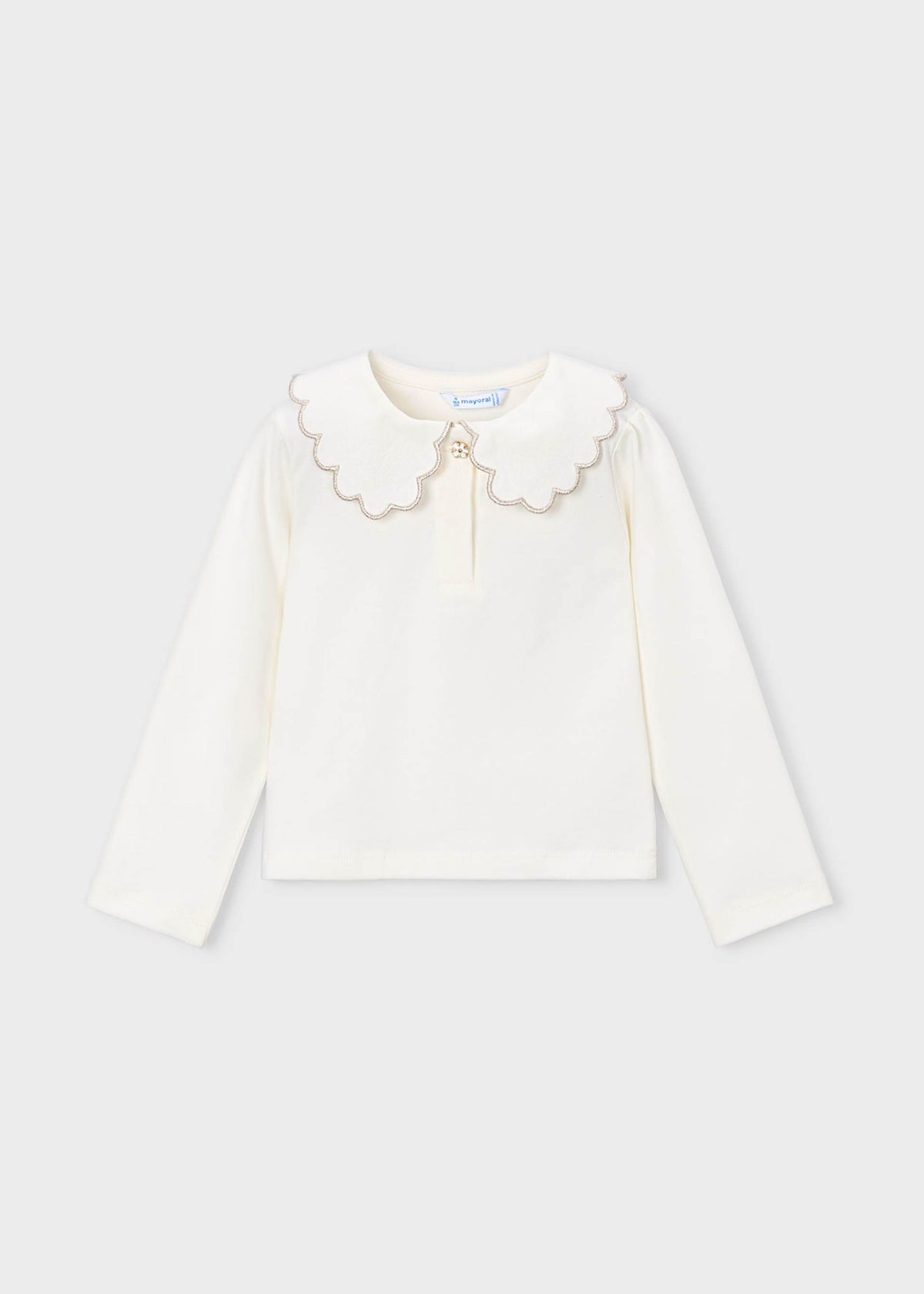 Basic girls' polo shirt with a Peter Pan collar