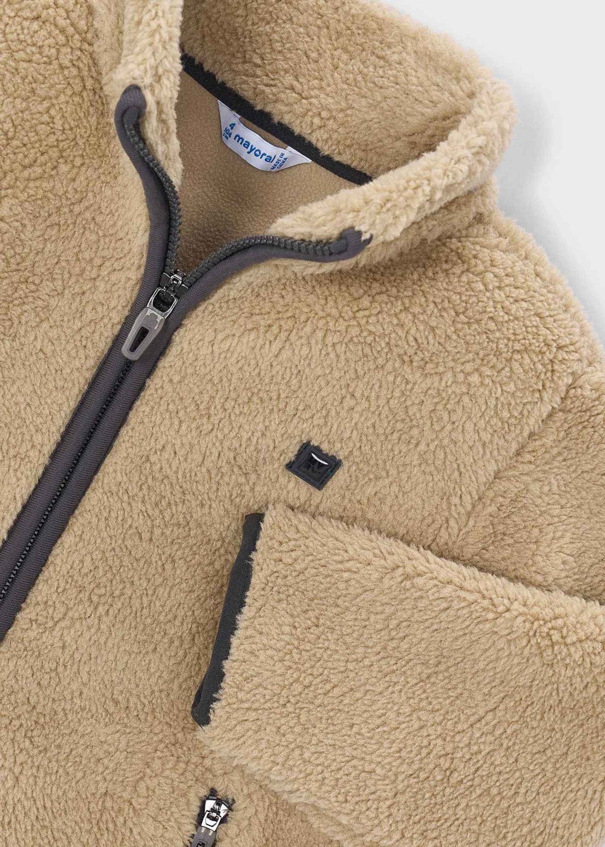 Boy sheepskin zip-up jacket