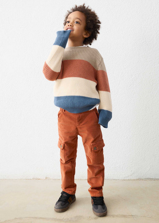 Boys' corduroy cargo trousers