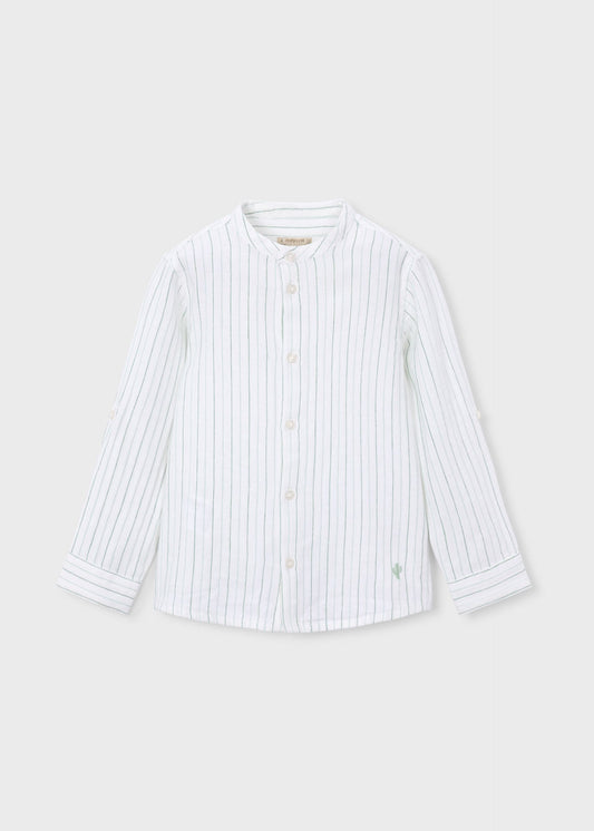 Boy's striped shirt with mandarin collar