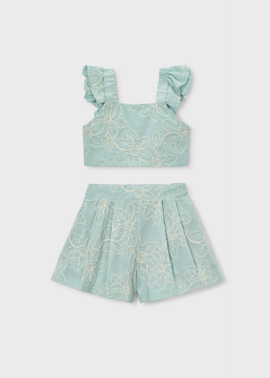 Ceremony set with Bermuda Shorts girl with ruffles