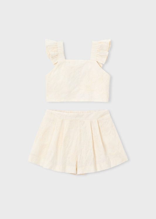 Ceremony set with Bermuda Shorts girl with ruffles