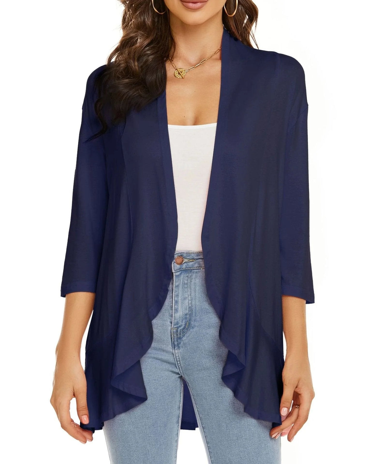 ✨Top-3 Sale Cardigan 2025✨|Damen Herbst/Winter Leichte offene lässige Rüschen-Strickjacke