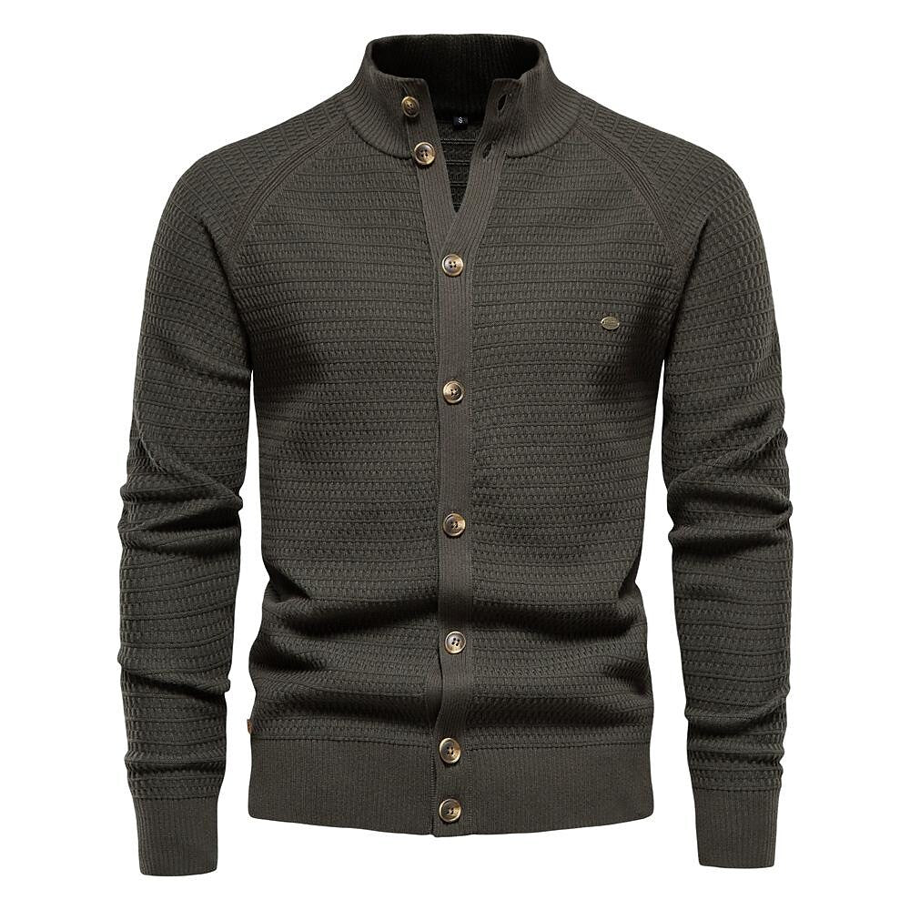 Strickjacke für Herren mit Strukturmuster und Stehkragen