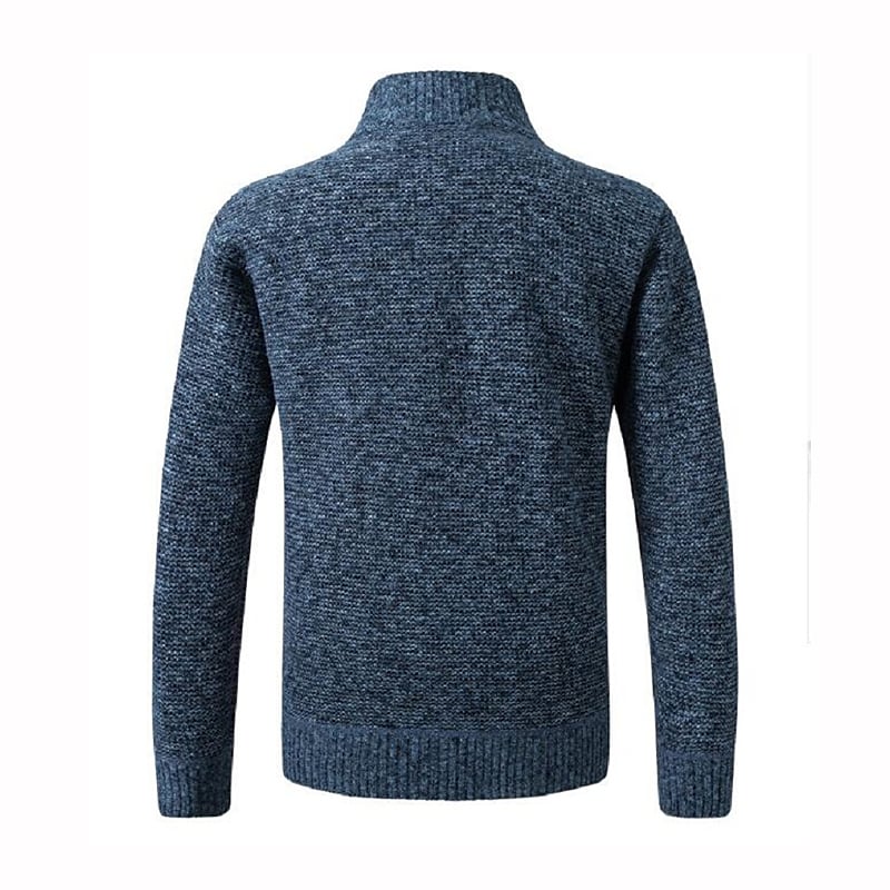 Herren Color Block Strickjacke mit Stehkragen und durchgehendem Reißverschluss