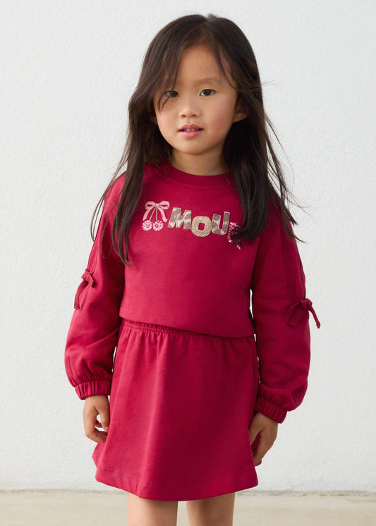 Embroidered fleece dress for girls