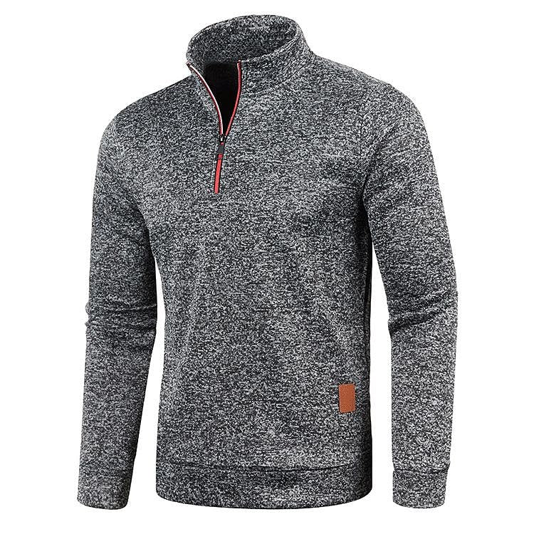 Men's Stand Collar Half Zip Long Sleeve Thin Fleece Sweater