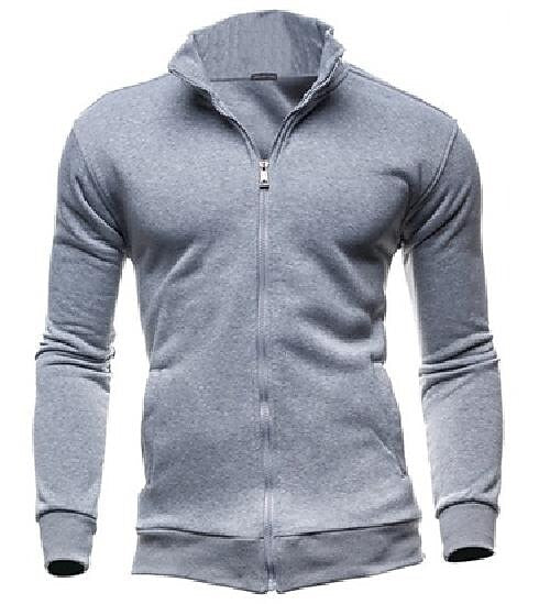 Herren-Strickjacke mit Reißverschluss und Stehkragen in Unifarbe