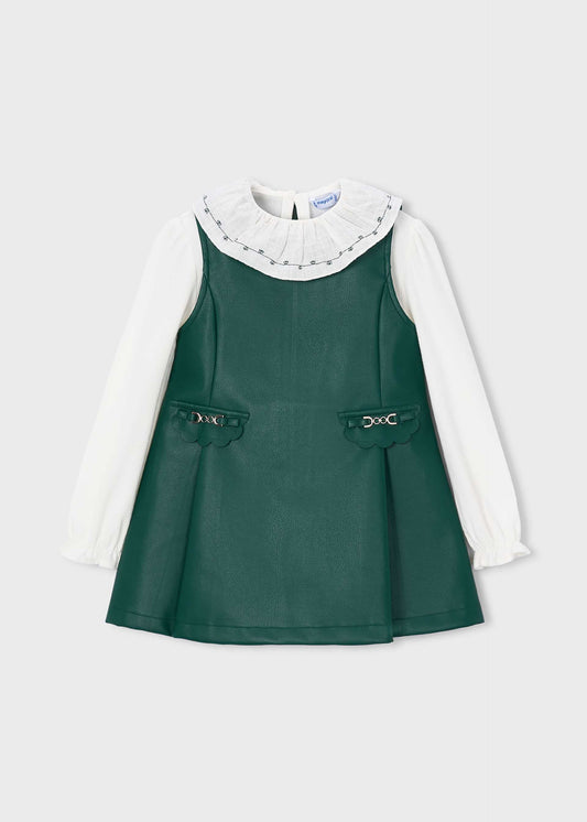 Kunstlederkleid mit Mädchenbluse
