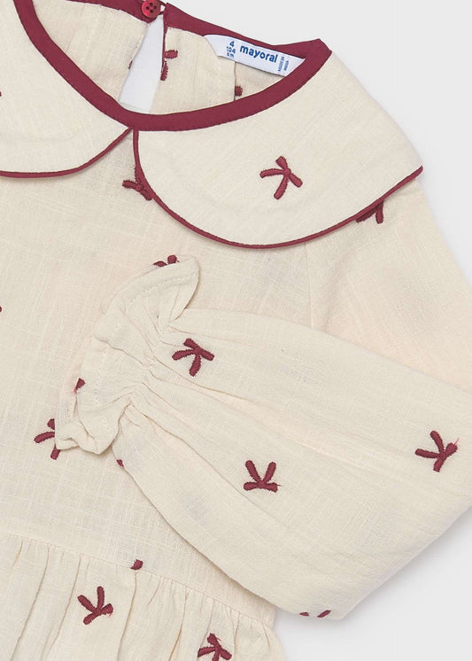 Girl embroidered bows blouse