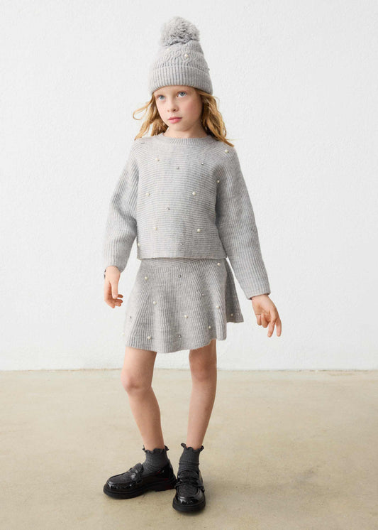 Girl knit pearls jumper