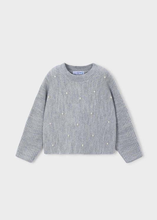 Girl knit pearls jumper