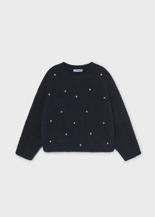 Girl knit pearls jumper
