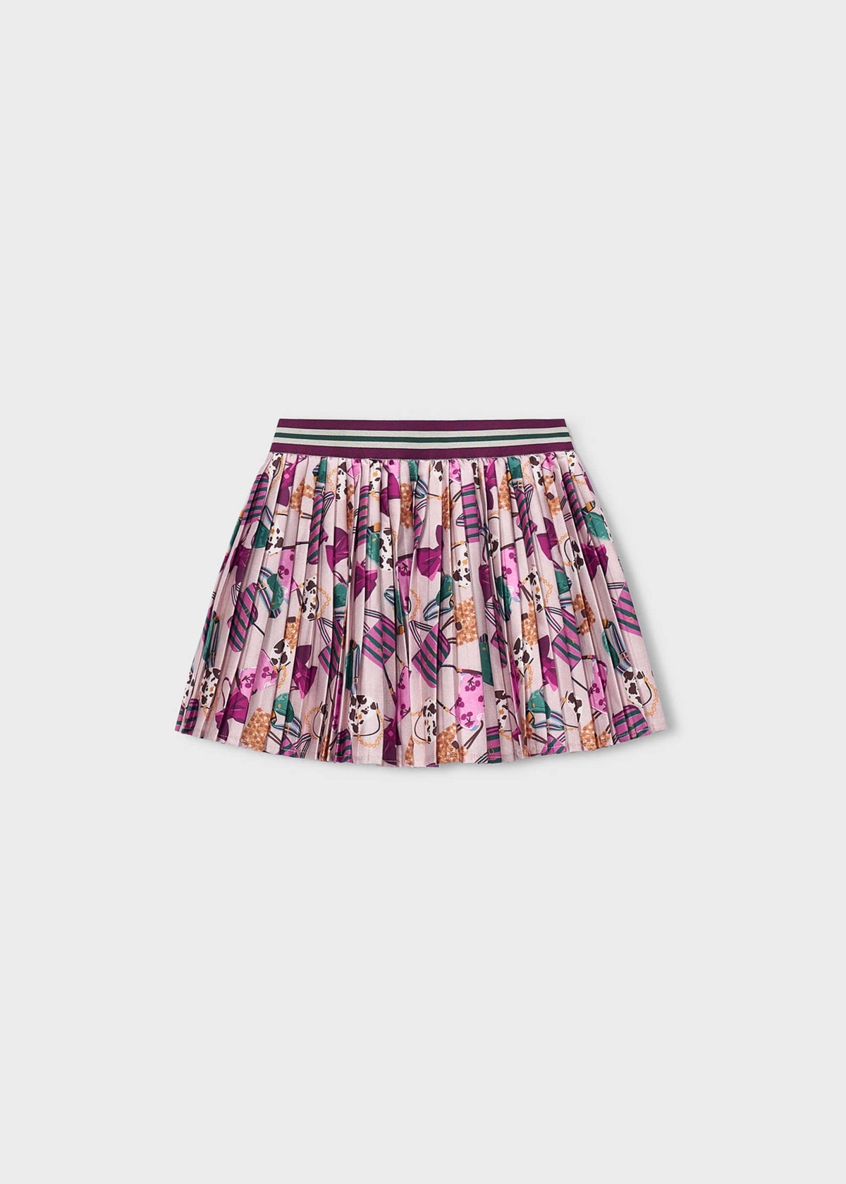 Girl print pleated skirt