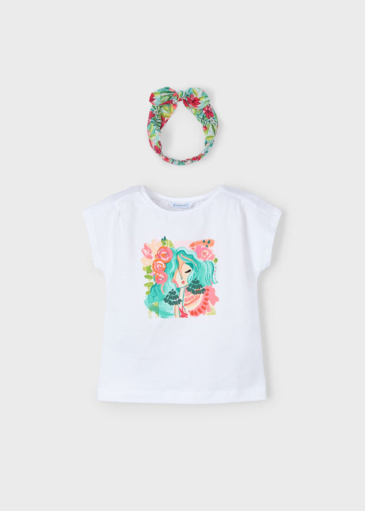 Girl print top with headband