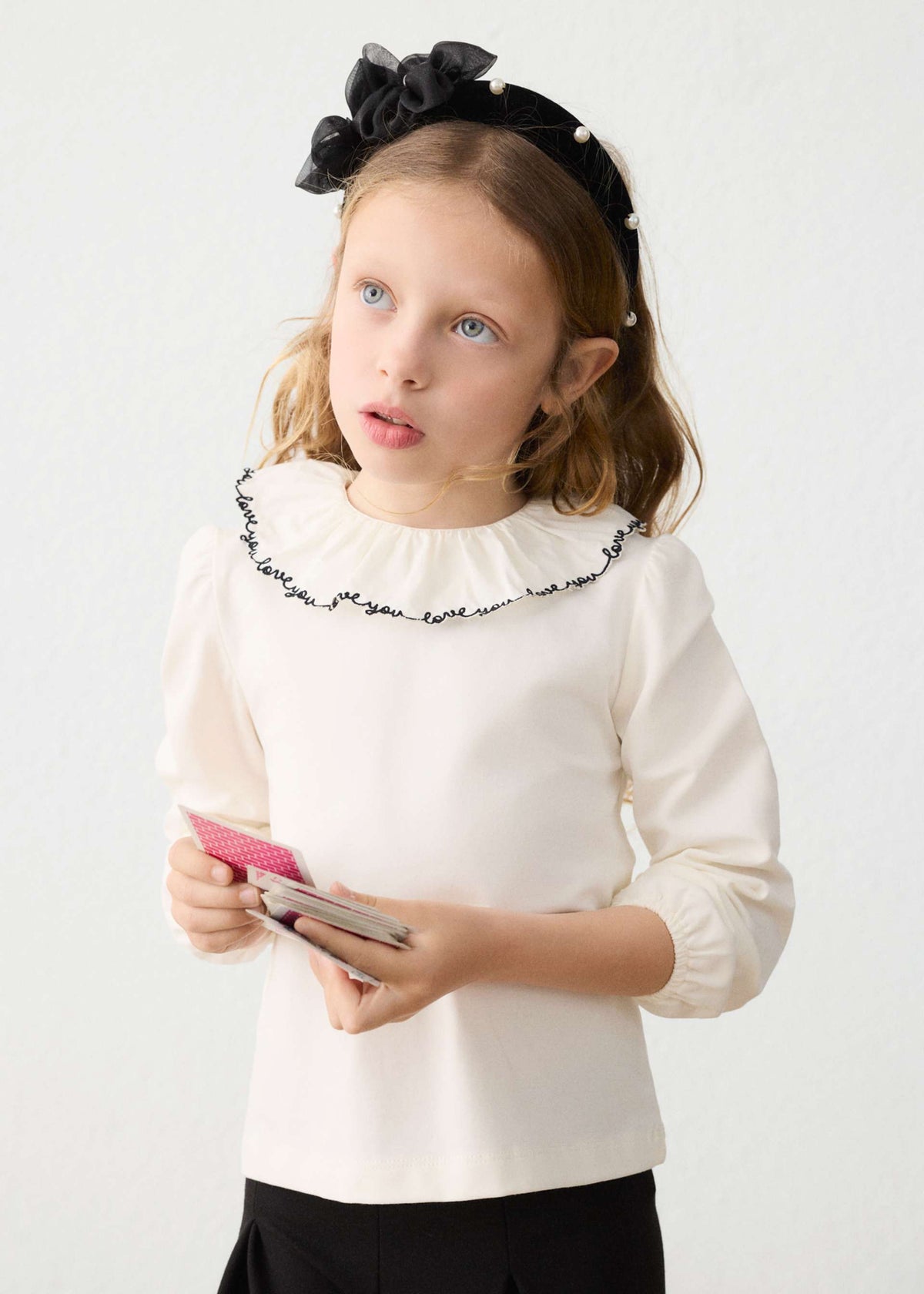 Girl ruffled neck blouse