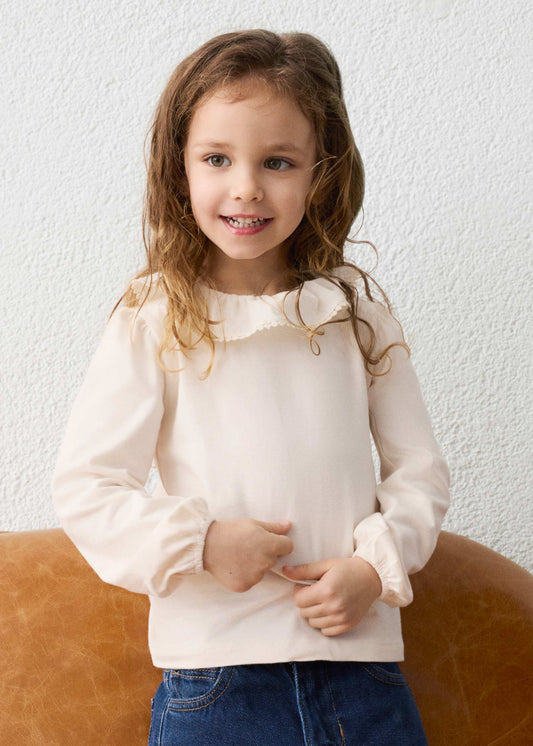 Girl ruffled neck blouse