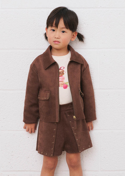 Girl suede effect Bermuda shorts