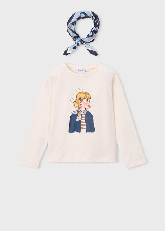 Mädchen-T-Shirt mit Schal