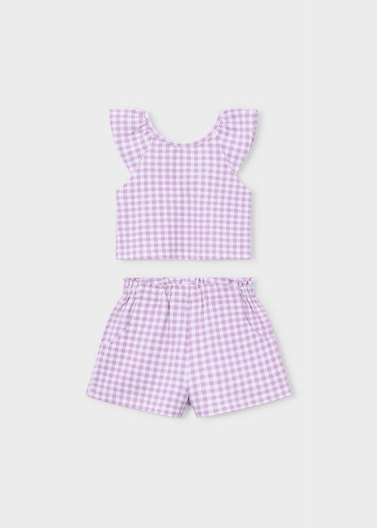 Mädchen-Shorts-Set im Vichy-Karo-Muster