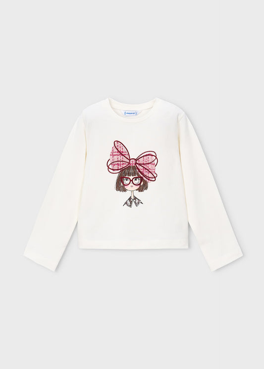 Girls' bow-tie T-shirt
