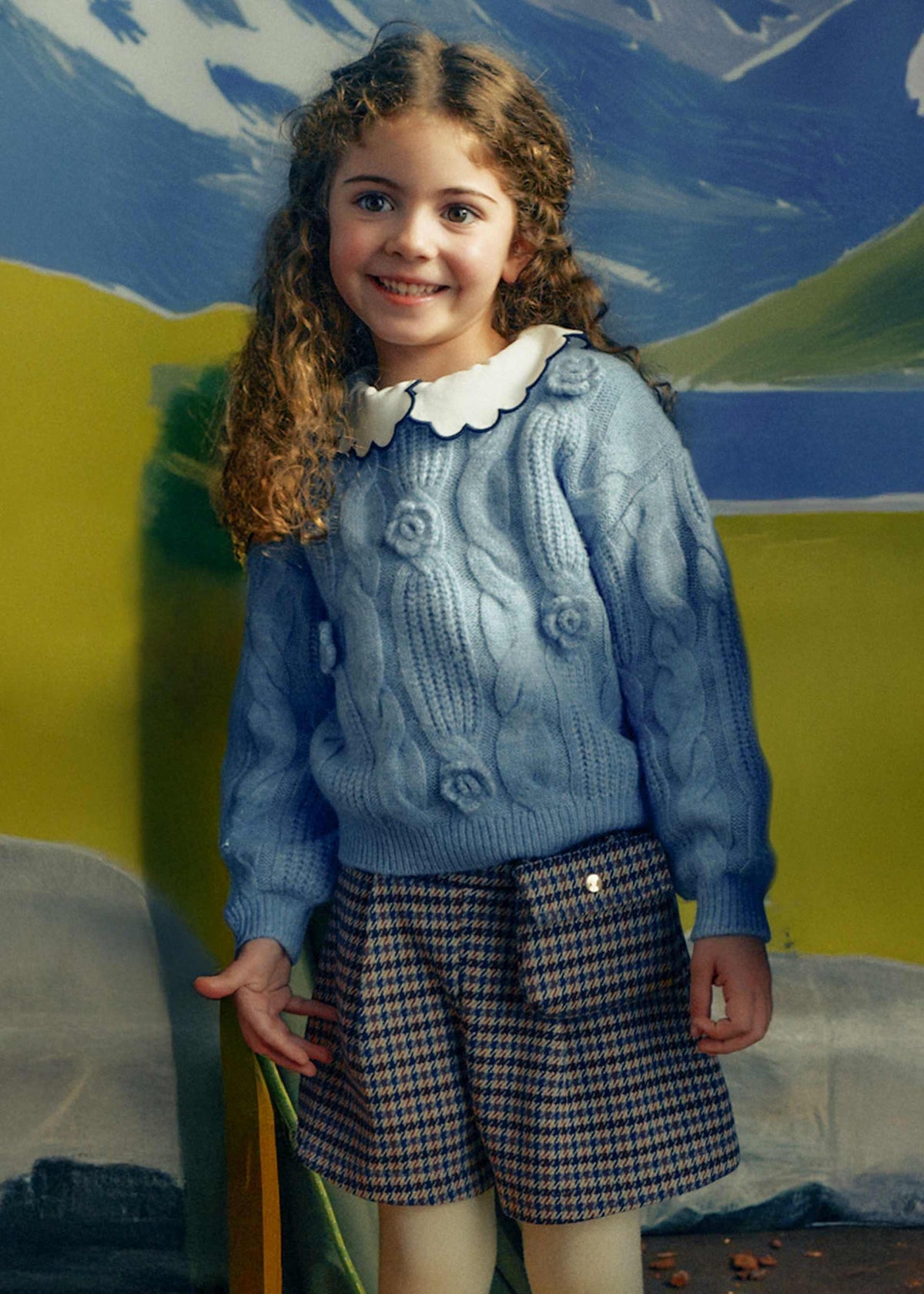 Girls' checked skirt-trousers