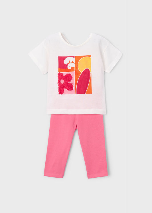 Girl's cropped leggings and T-shirt set