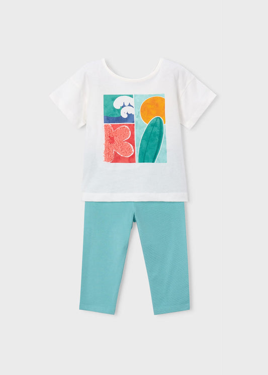 Girl's cropped leggings and T-shirt set
