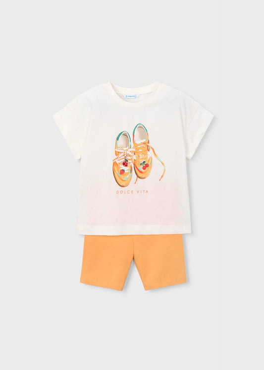 Girls' cycling leggings and T-shirt set