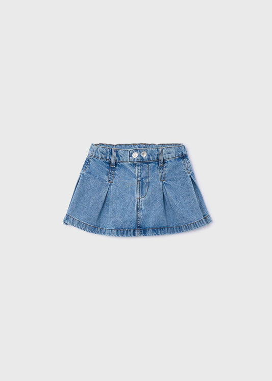 Girls' denim pleated skirt