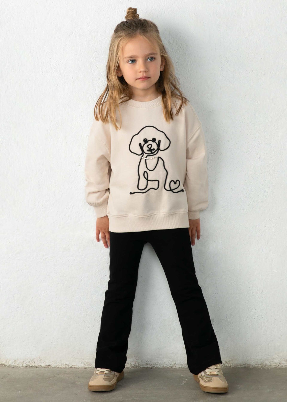 Girls' dog-themed leggings and sweatshirt set